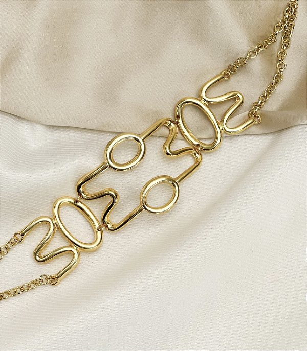 Choker GIZELE aro grosso love inspiração Tassia Naves Folheada A Ouro