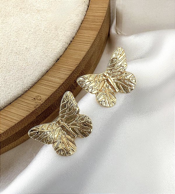 Brinco ANELISE borboleta folheada a ouro