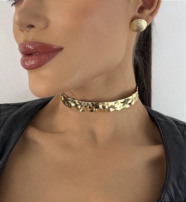 Choker ANELISE aro martelado folheada a ouro