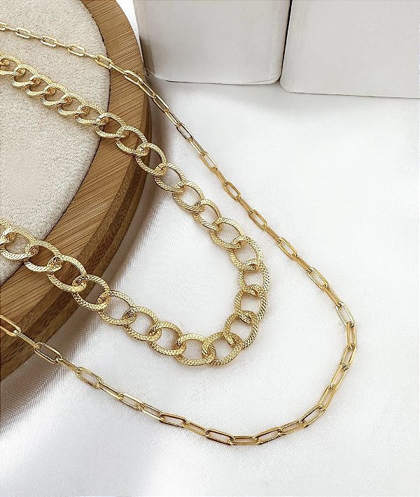 Colar CHIARA duplo corrente folheada a ouro