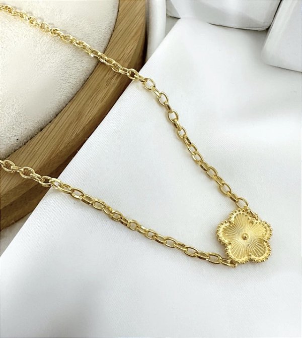 Choker NORA colar flor dourada folheada a ouro
