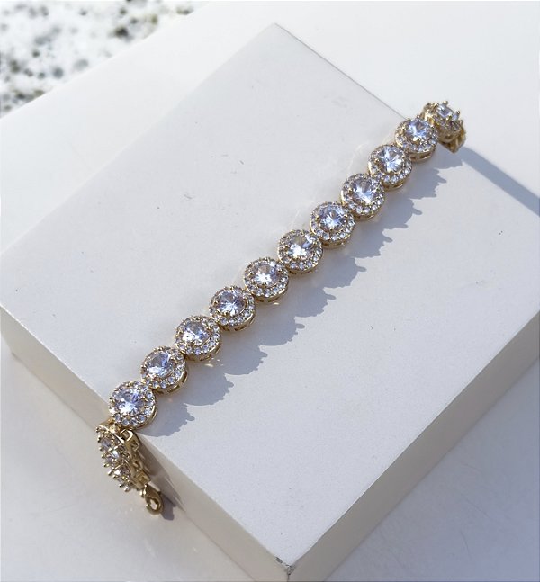 Pulseira HILARY de zircônia premium dourada