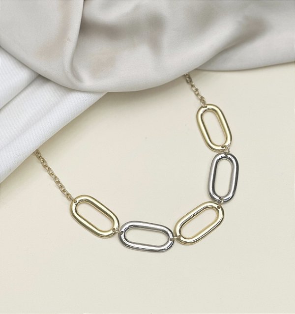 Choker MINDY  mix de banhos corrente elos oval Folheada A Ouro