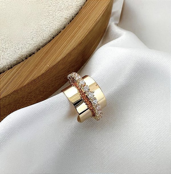 Piercing de encaixe MARGIE cravejado micro zircônias folheada a ouro