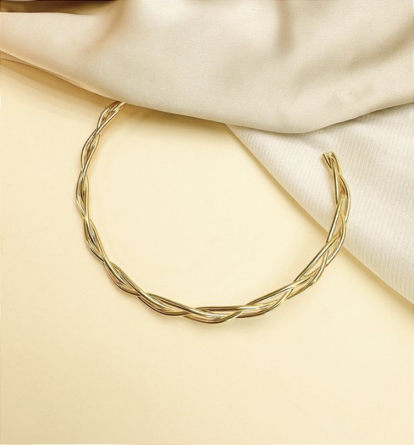 Choker aro MAYSE trança Folheada A Ouro