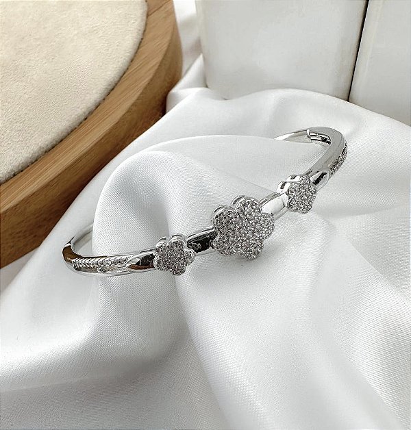Bracelete GEORGIA flor com zirconia folheada a prata