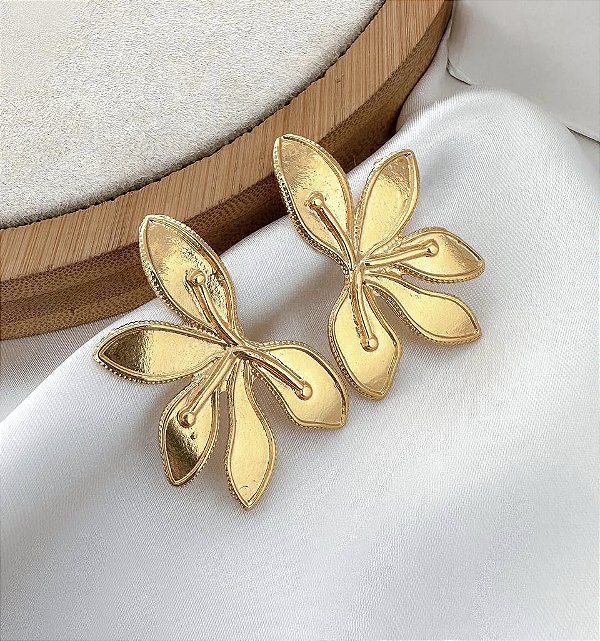 Brinco JACIRA meu flor folheada a ouro