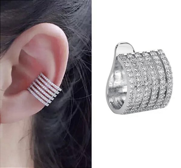 Piercing de encaixe fake ARGEL 6 fios cravejado micro zircônias folheada a prata