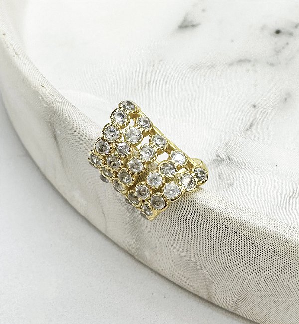 Piercing de encaixe fake KANDRA - 5 fios cravejado micro zircônias folheada a ouro