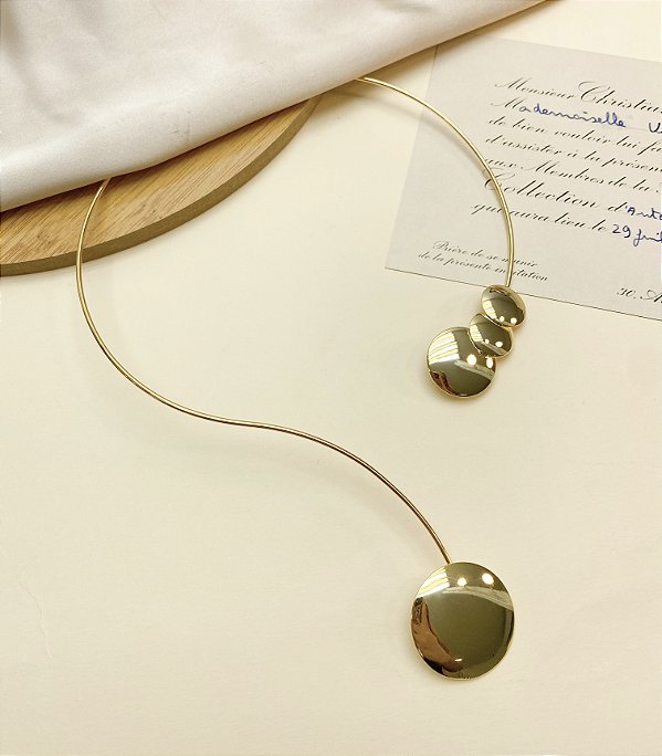 Choker aro NANCY organica esferas Folheada A Ouro