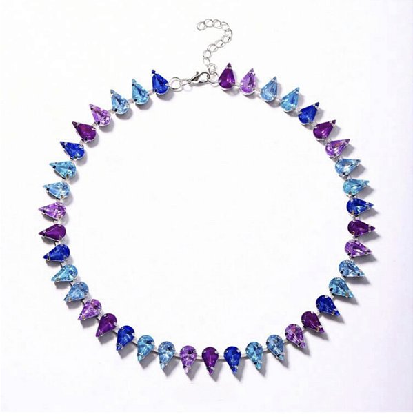 Choker RYDER cristal GOTA AZUL/VIOLETA/LILAS