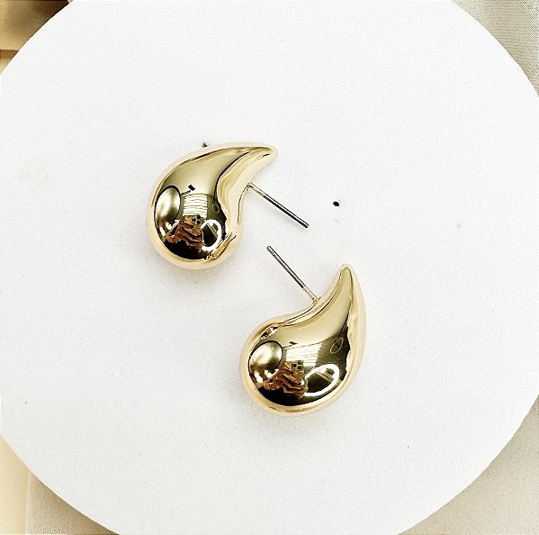 Brinco MERCURI P gota folheada a ouro