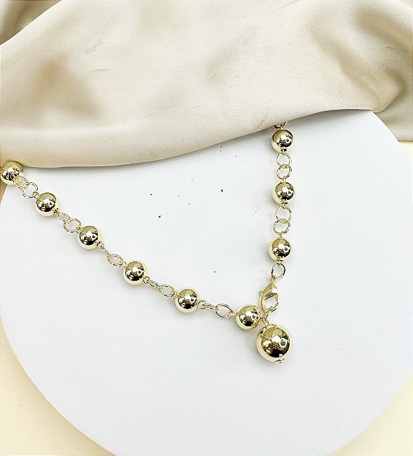 Choker LETY colar esferas grandes folheada a ouro