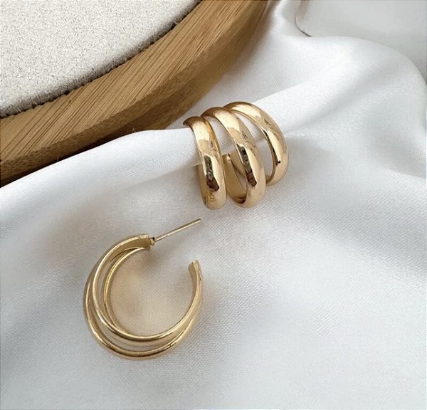 Argola MELODY 3 fios M folheada a ouro