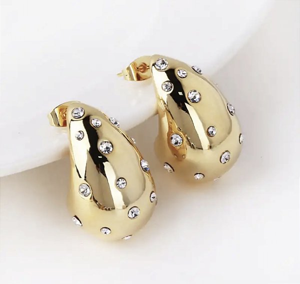 Brinco MERCURI LUXO M gota folheada a ouro