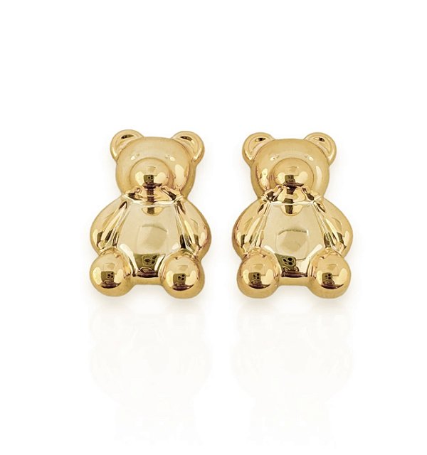 Brinco MINI TED ursinho liso folheado a ouro