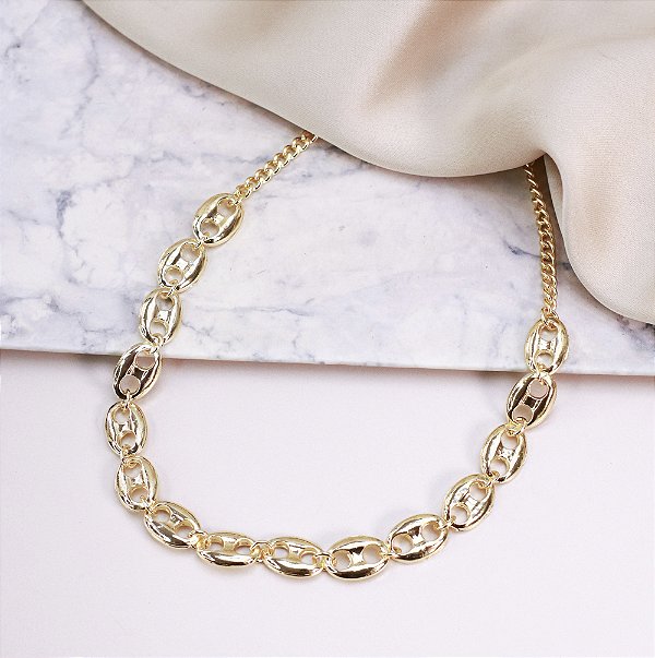 Choker SKY P elos max inspiração alta joalheria folheado a ouro