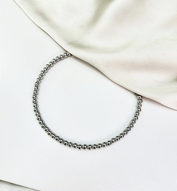 Choker aro ILEANA esferas prateada