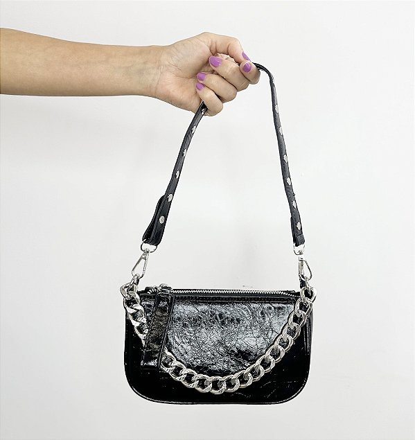 Bag LILI Mini Basic com correntaria cor preto