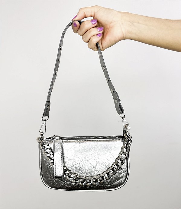 Bag LILI Mini Basic com correntaria cor chumbo