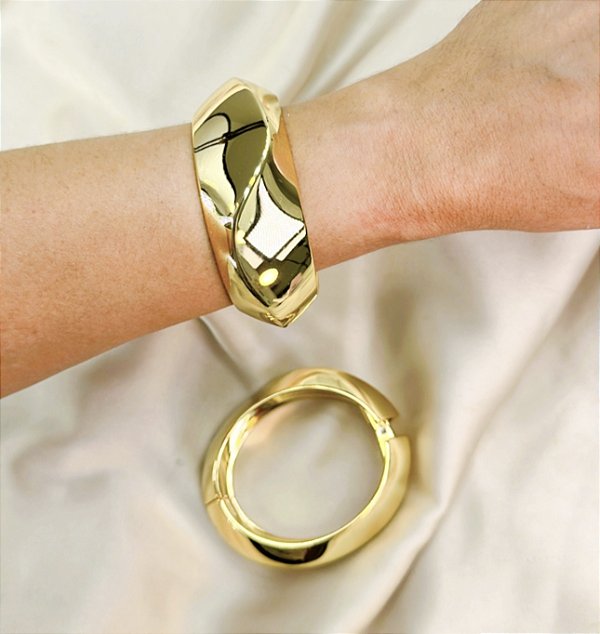 Bracelete VESPER max orgânico com verniz italiano DOURADO