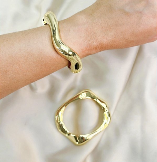 Bracelete DARLENE orgânico folheado a ouro