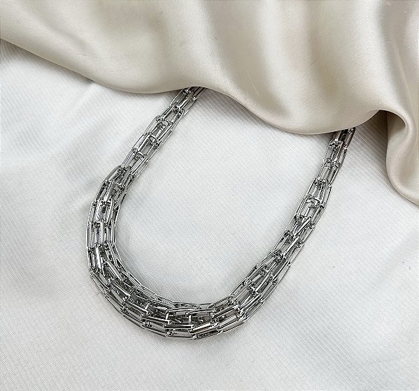 MAX Choker WILMA elos corrente Folheada a prata