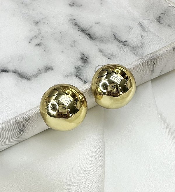 Argola brinco LYRA esfera folheada a ouro