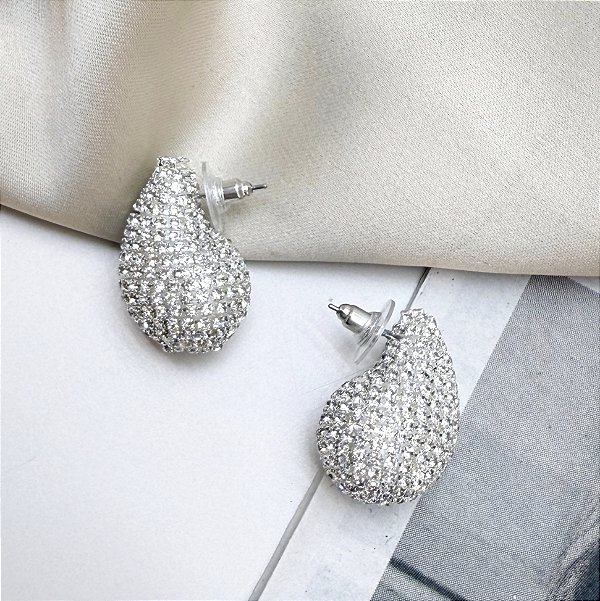 Gota ELARA MINI strass premium folheada a prata