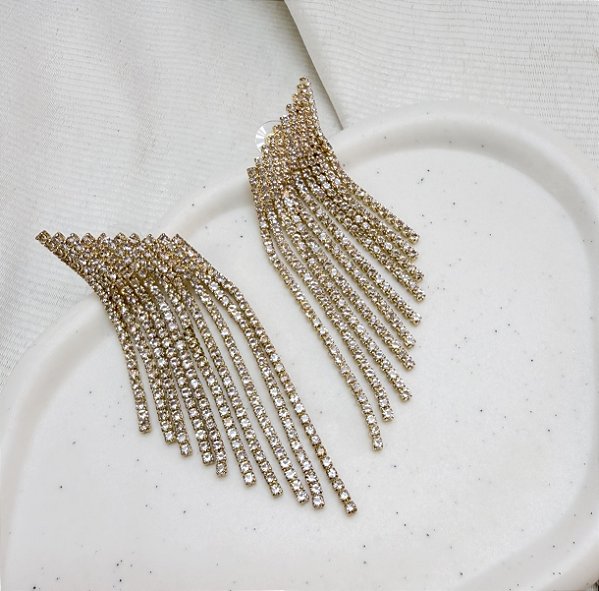 Brinco ADRICIA degrade strass premium dourado