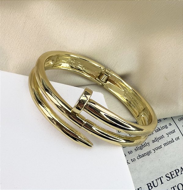 Bracelete ZAMBIA prego 3 voltas folheada a ouro