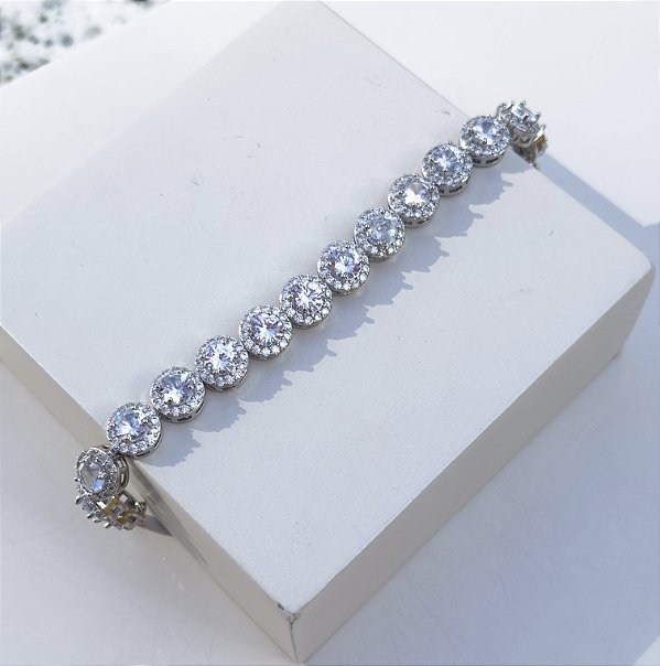 Pulseira HILARY de zircônia premium prateada