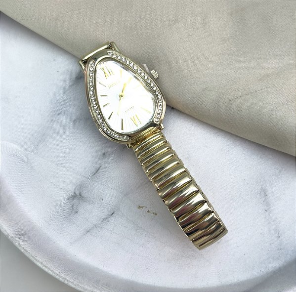 Relógio oval LUXE inspiração alta joalheria dourado
