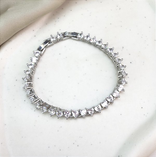 Pulseira CHER de zircônia premium folheada a prata