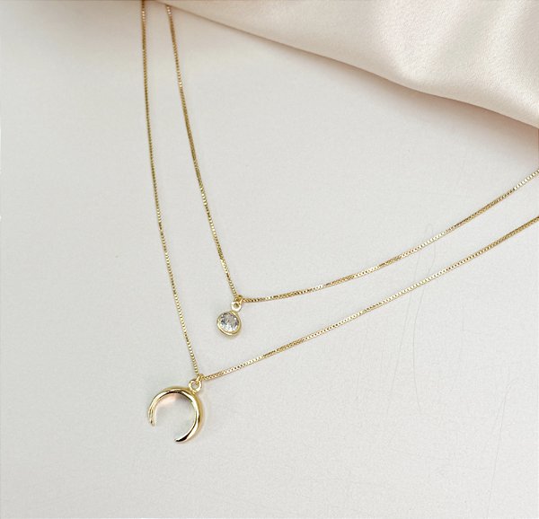 Colar duplo RICCI lunar folheada a ouro