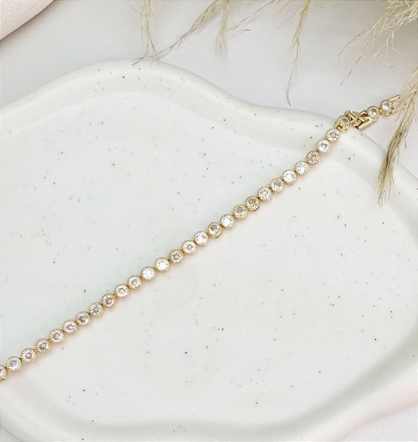 Pulseira PALAU de microzircônia premium folheada a ouro