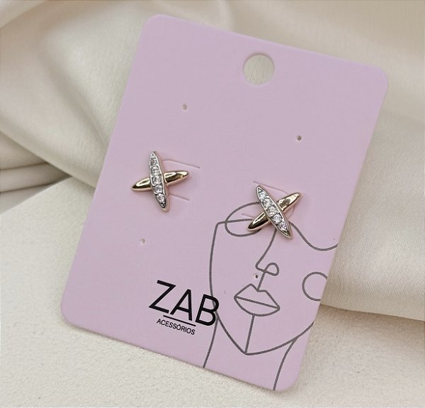 Brinco MOCHI mini X cravejado de zirconia mix de banhos