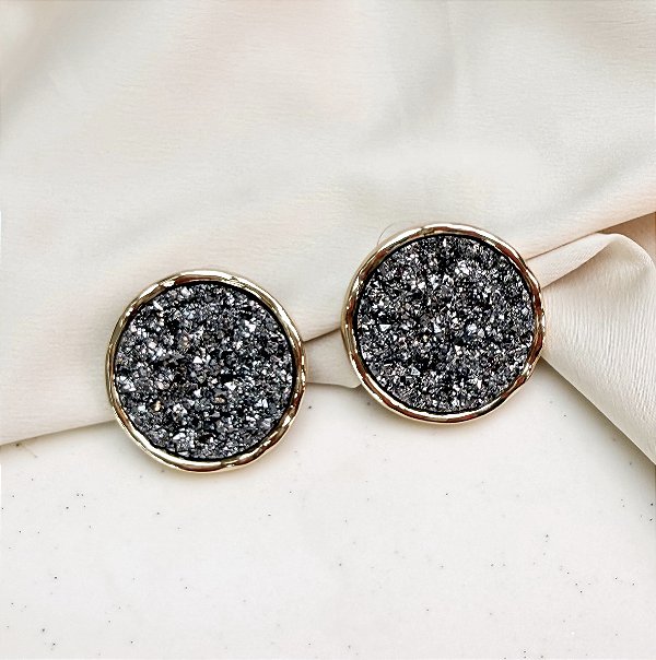 Brinco RICK boton redondo DRUZA folheada a ouro