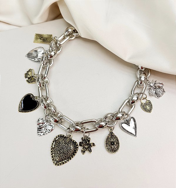 Choker TAILANDIA mix charms prateada