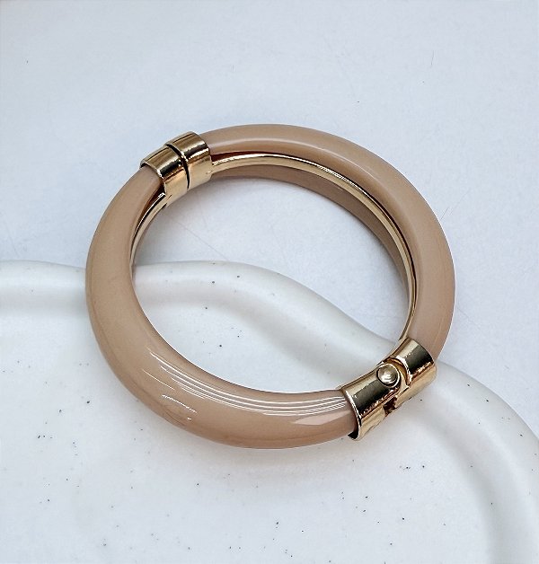 Bracelete SONIC resinado cor bege basic folheado a ouro