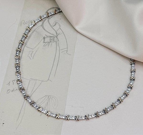 Colar WELSH riviera X dourado cristal folheada a prata com zirconia premium