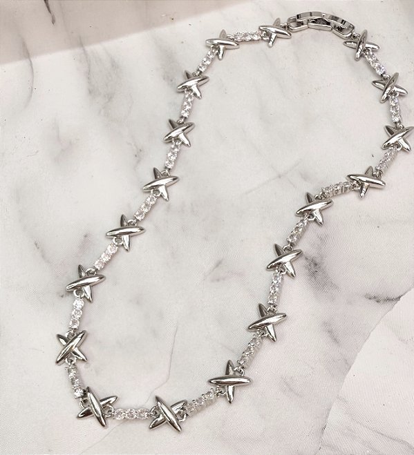 Colar ANNIE riviera X prateado cristal folheada a PRATA com zirconia premium