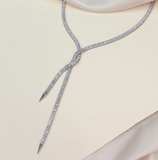 Colar Riviera CIANEL lariat zirconias