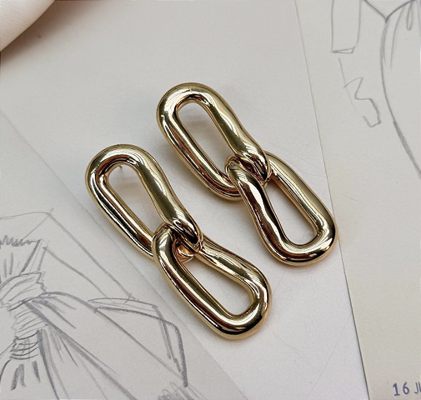 Brinco AIKO corrente elos folheada a ouro