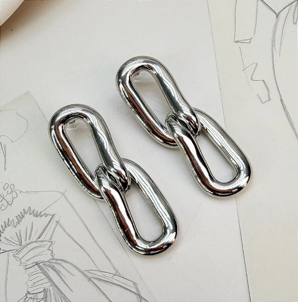 Brinco AIKO corrente elos folheada a prata