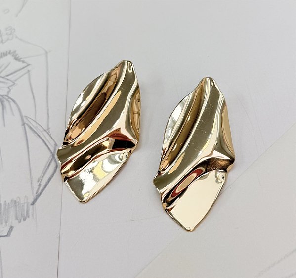 Brinco NORONHA organico folheada a ouro