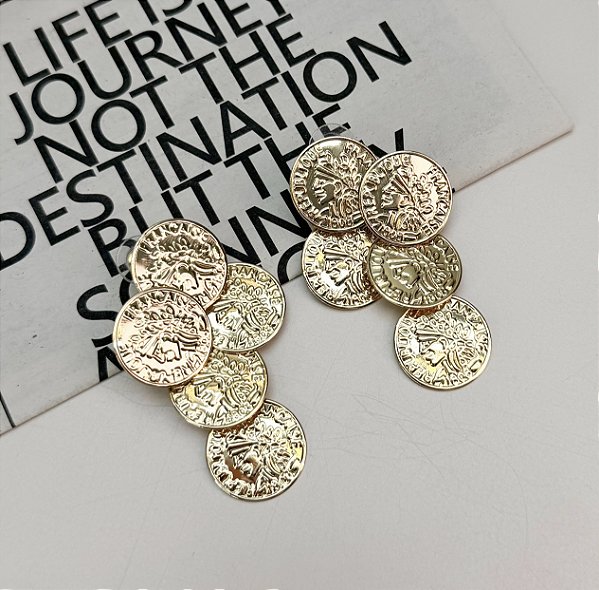 Brinco AZIEL medalhas folheada a ouro