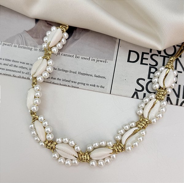 Choker EROS torçal com concha do mar