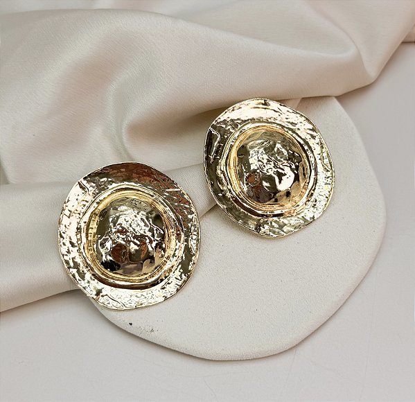 Max brinco PIECE botton martelado folheado a ouro
