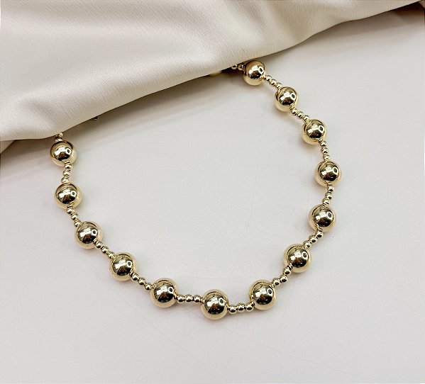 Choker GIL esferas lisas folheada a ouro